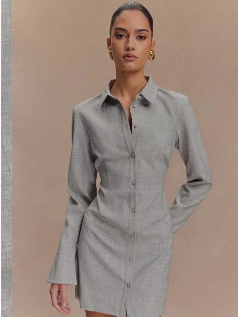 Meshki Dorian Fitted Button-Down Shirt Dress